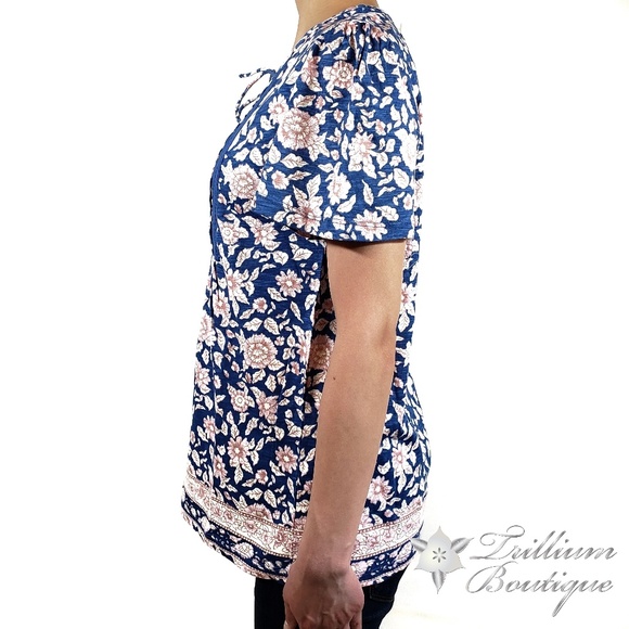 LUCKY BRAND Women's Printed Tie Front Blouse NWT - Picture 5 of 9